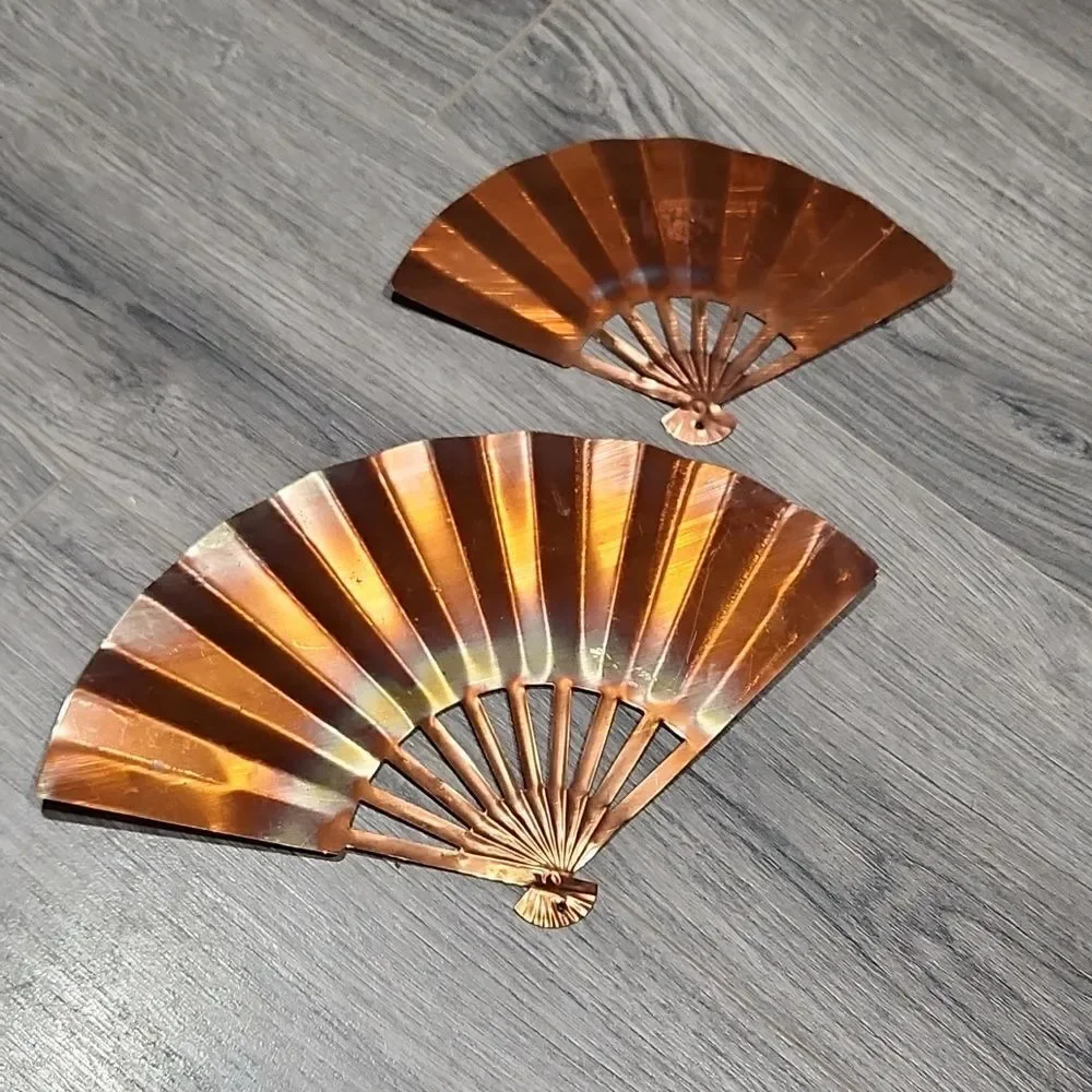 Vintage Metal Fan Wall Decor Set